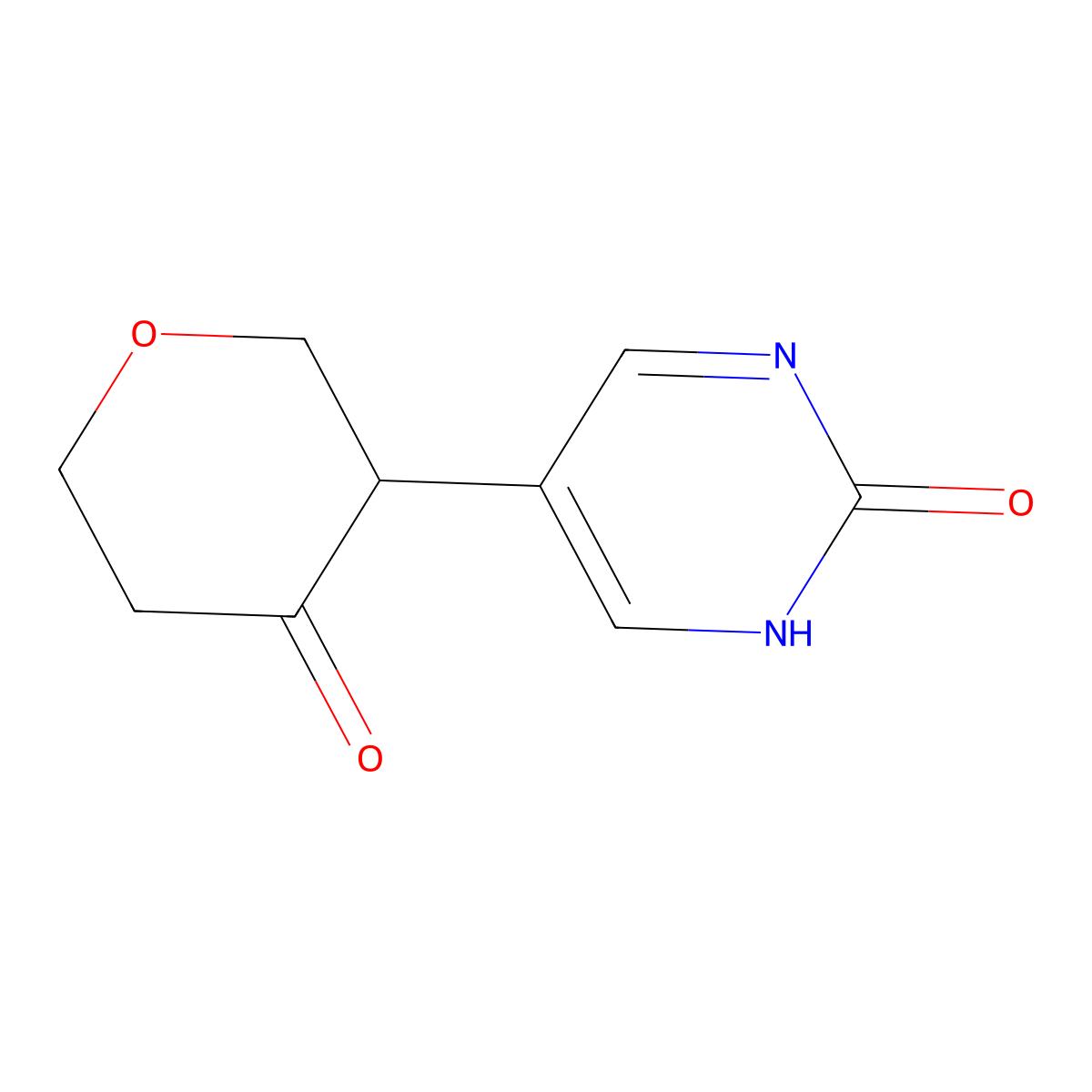 3-(2-hydroxypyrimidin-5-yl)tetrahydro-4H-pyran-4-one molecular structure, CAS 2806720-24-9