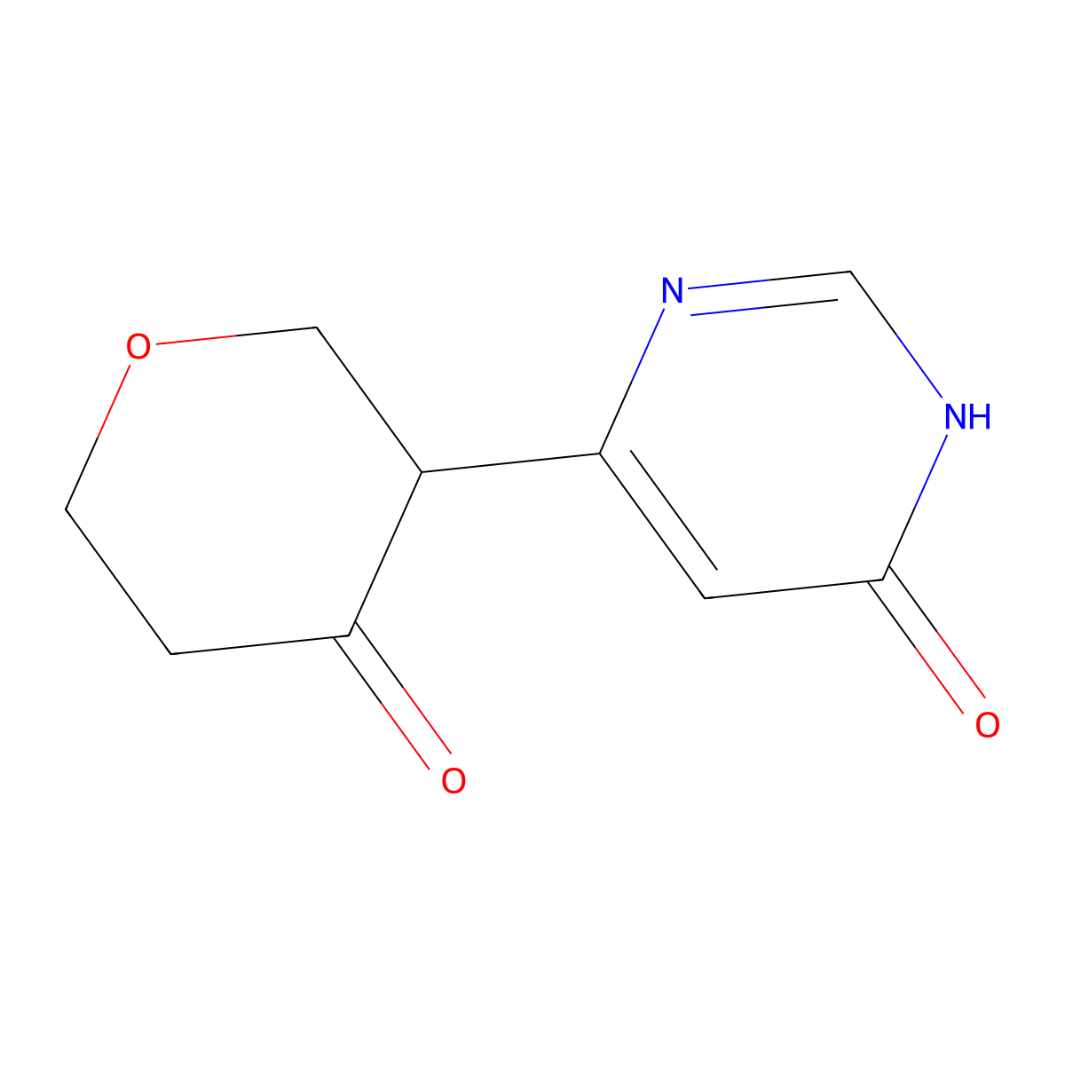 3-(6-hydroxypyrimidin-4-yl)tetrahydro-4H-pyran-4-one molecular structure, CAS 2806720-30-7