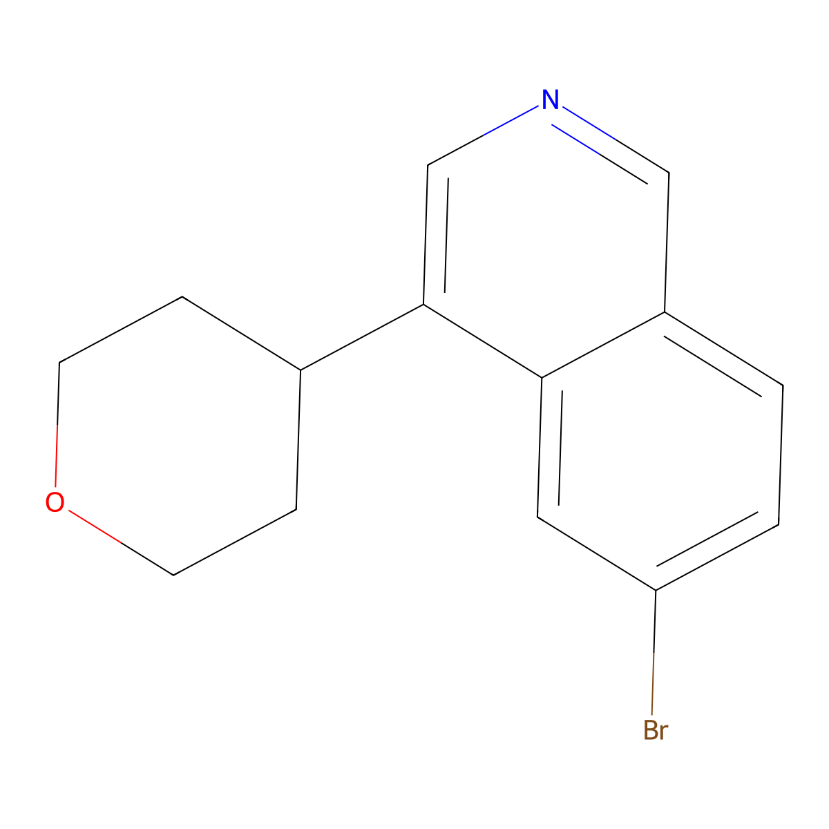 6-bromo-4-(tetrahydro-2H-pyran-4-yl)isoquinoline molecular structure, CAS 2806720-50-1