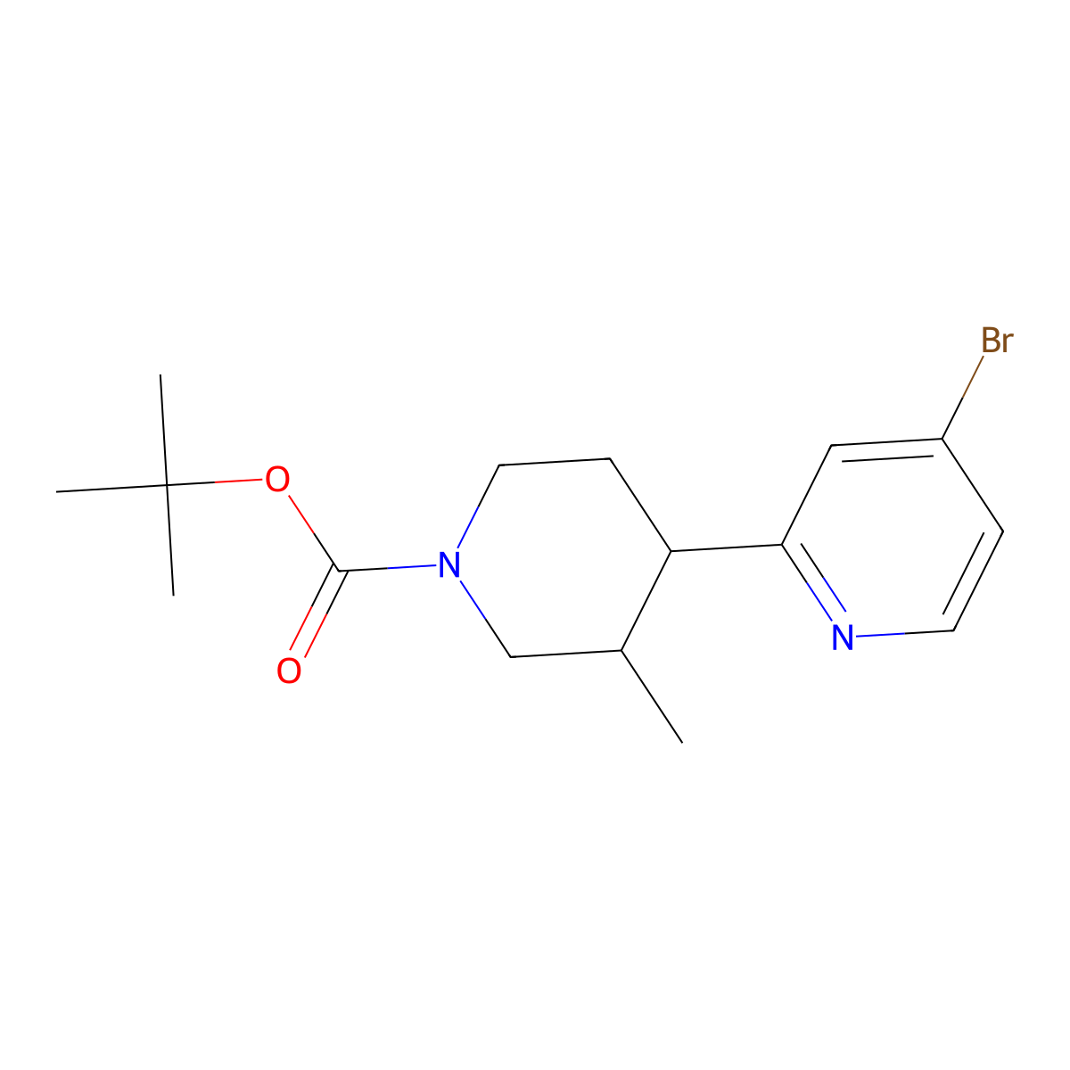 Tert-butyl 4-(4-bromopyridin-2-yl)-3-methylpiperidine-1-carboxylate molecular structure, CAS 2806720-64-7