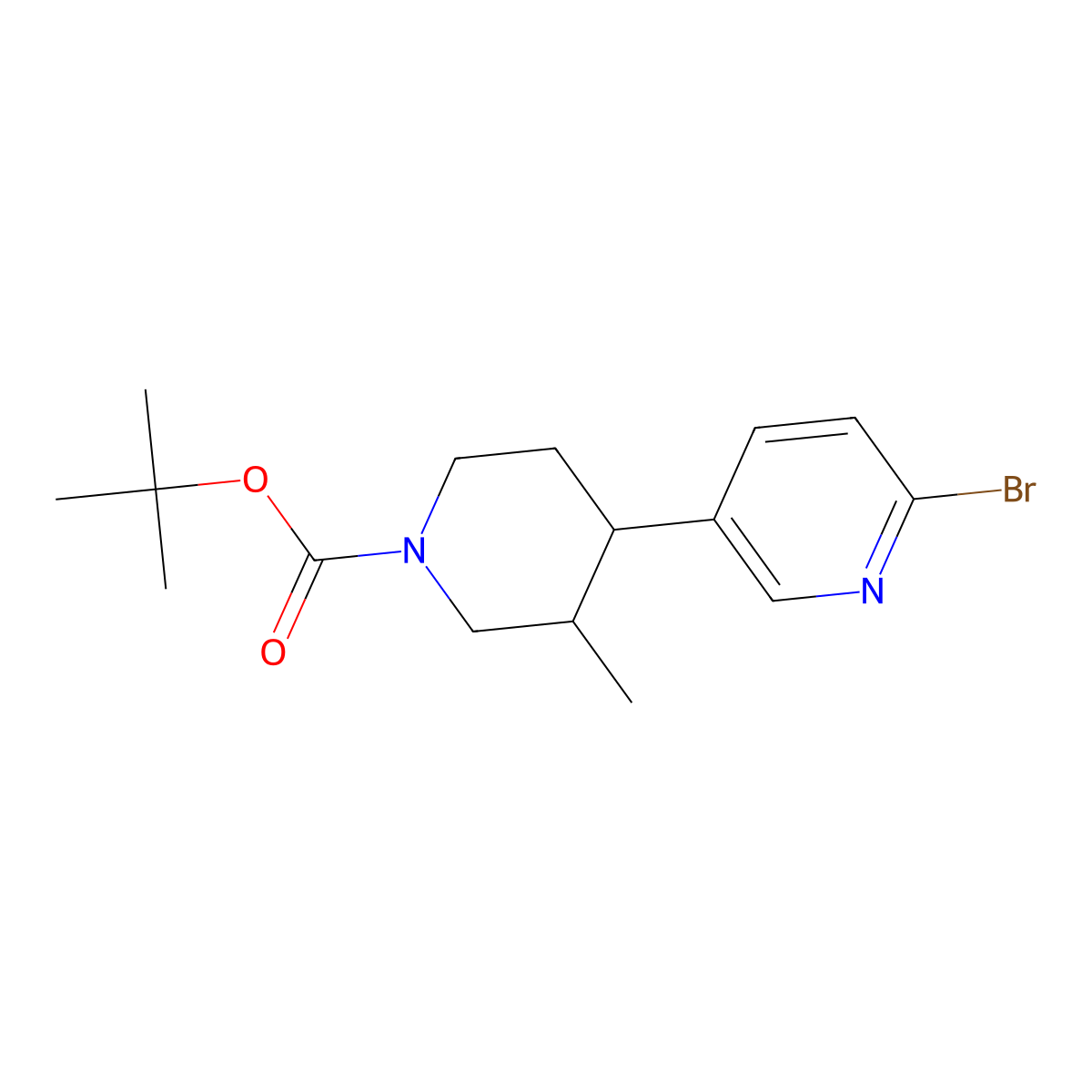 Tert-butyl 4-(6-bromopyridin-3-yl)-3-methylpiperidine-1-carboxylate molecular structure, CAS 2806720-67-0