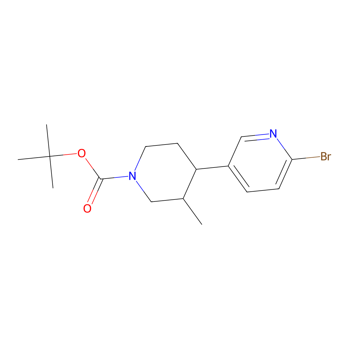 Tert-butyl 4-(6-bromopyridin-3-yl)-3-methylpiperidine-1-carboxylate molecular structure, CAS 2806720-67-0