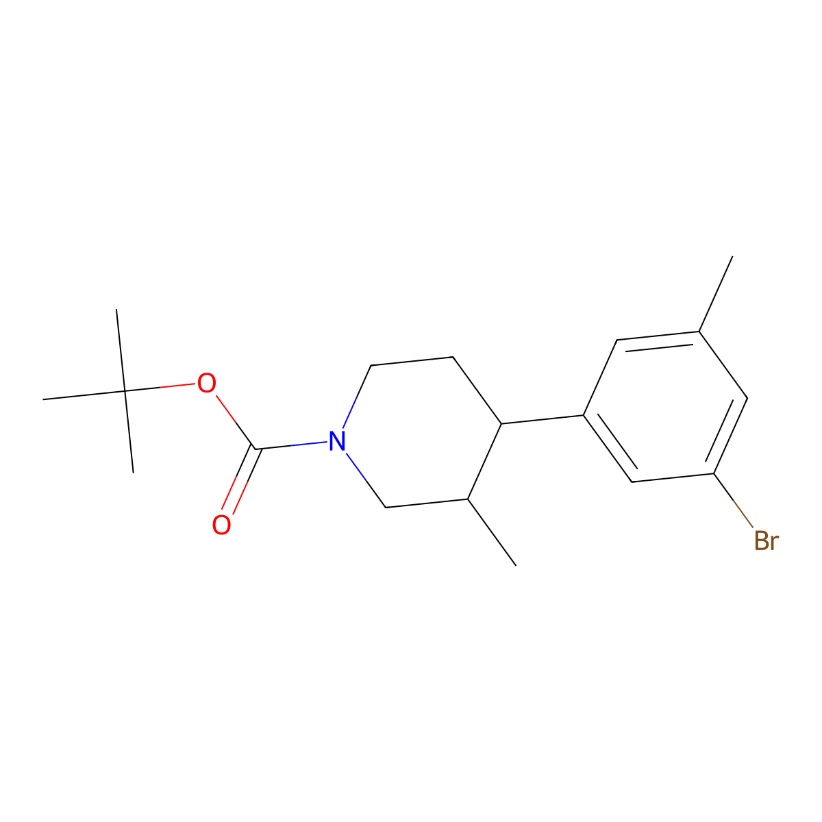 Tert-butyl 4-(3-bromo-5-methylphenyl)-3-methylpiperidine-1-carboxylate molecular structure, CAS 2806720-74-9