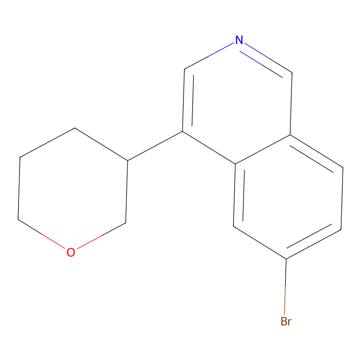 6-bromo-4-(tetrahydro-2H-pyran-3-yl)isoquinoline molecular structure, CAS 2806720-79-4