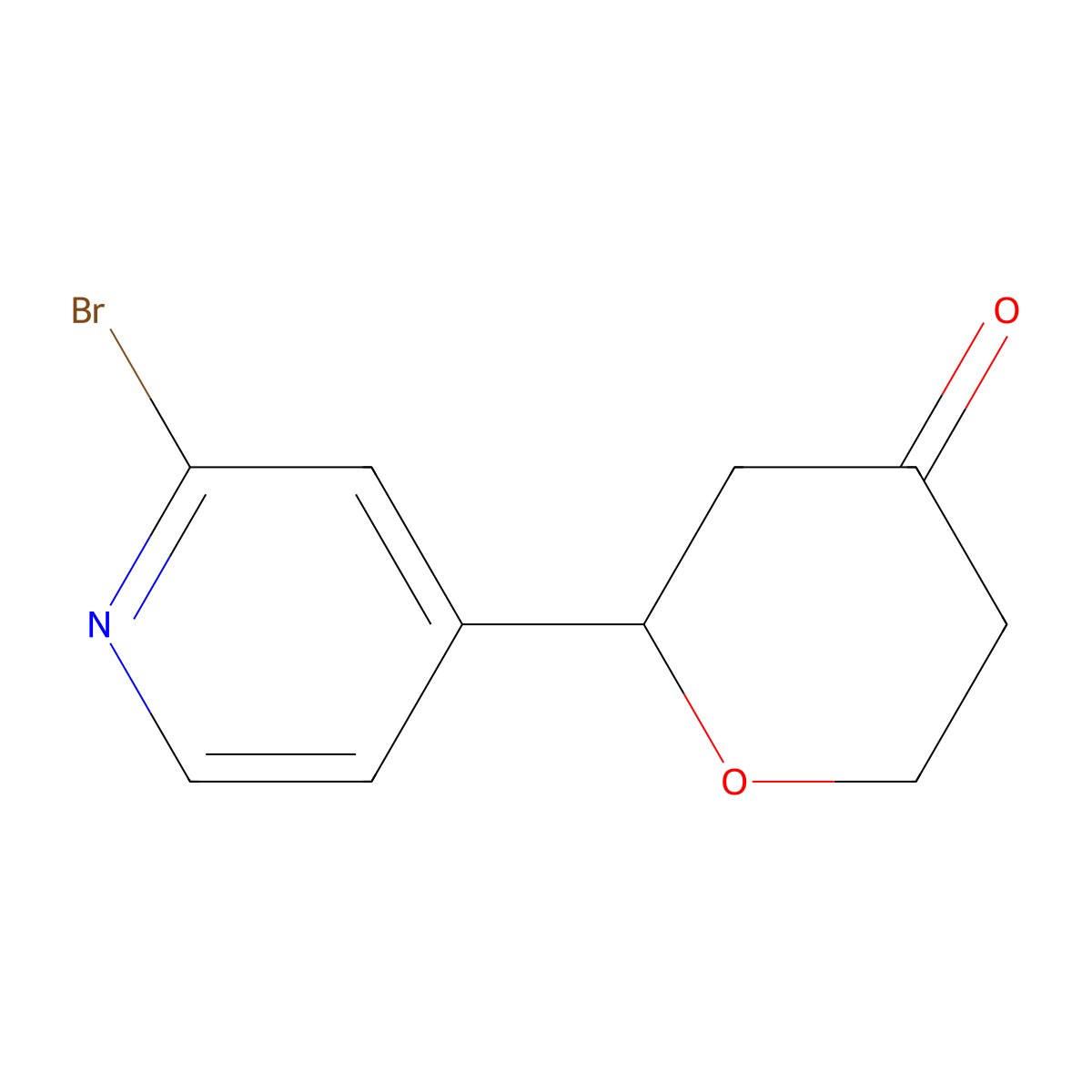 2-(2-bromopyridin-4-yl)tetrahydro-4H-pyran-4-one molecular structure, CAS 2806720-80-7