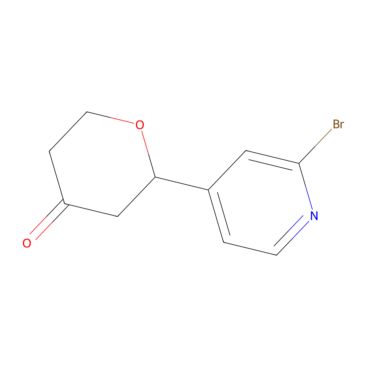 2-(2-bromopyridin-4-yl)tetrahydro-4H-pyran-4-one molecular structure, CAS 2806720-80-7