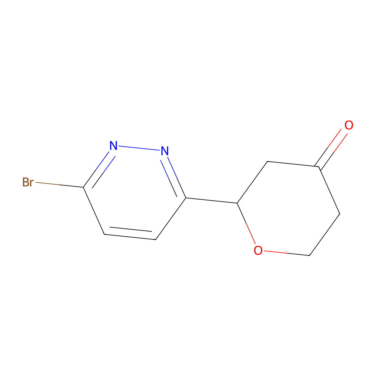 2-(6-bromopyridazin-3-yl)tetrahydro-4H-pyran-4-one molecular structure, CAS 2806720-86-3