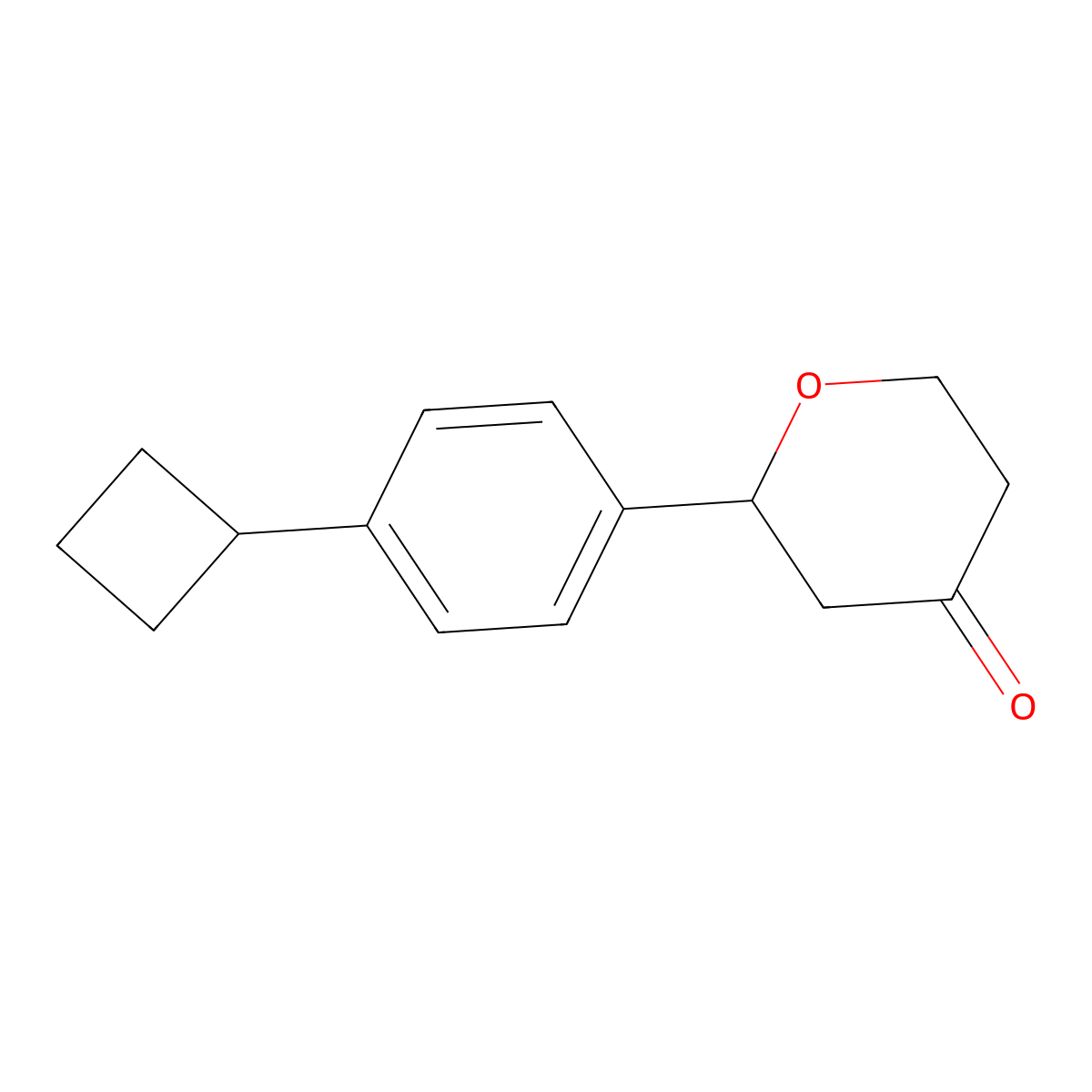 2-(4-cyclobutylphenyl)tetrahydro-4H-pyran-4-one molecular structure, CAS 2806720-98-7
