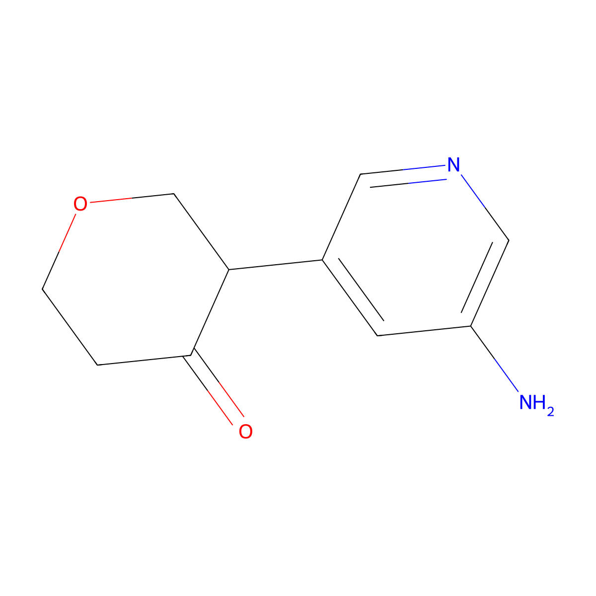3-(5-aminopyridin-3-yl)tetrahydro-4H-pyran-4-one molecular structure, CAS 2806721-08-2