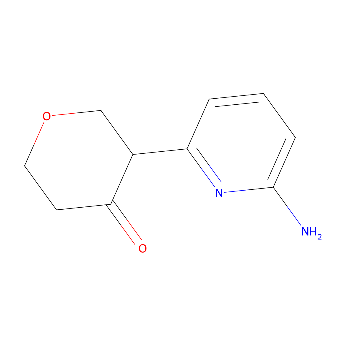 3-(6-aminopyridin-2-yl)tetrahydro-4H-pyran-4-one molecular structure, CAS 2806721-10-6