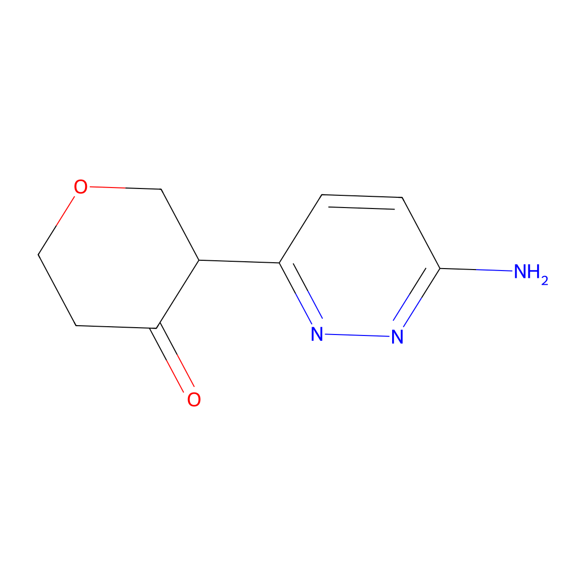 3-(6-aminopyridazin-3-yl)tetrahydro-4H-pyran-4-one molecular structure, CAS 2806721-12-8