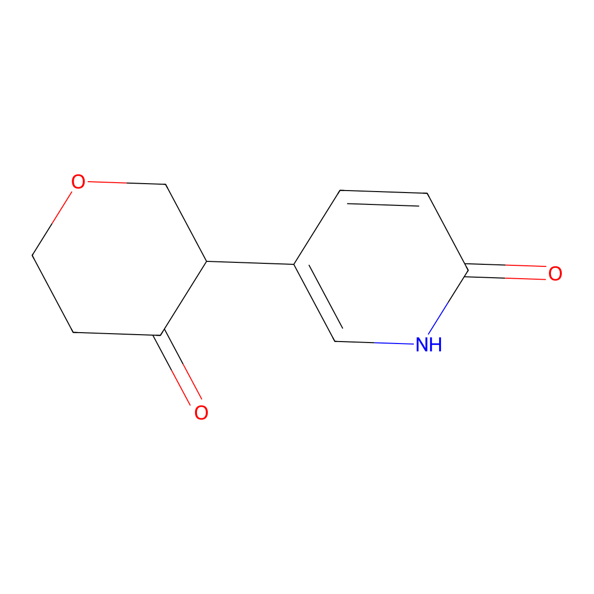 3-(6-hydroxypyridin-3-yl)tetrahydro-4H-pyran-4-one molecular structure, CAS 2806721-14-0