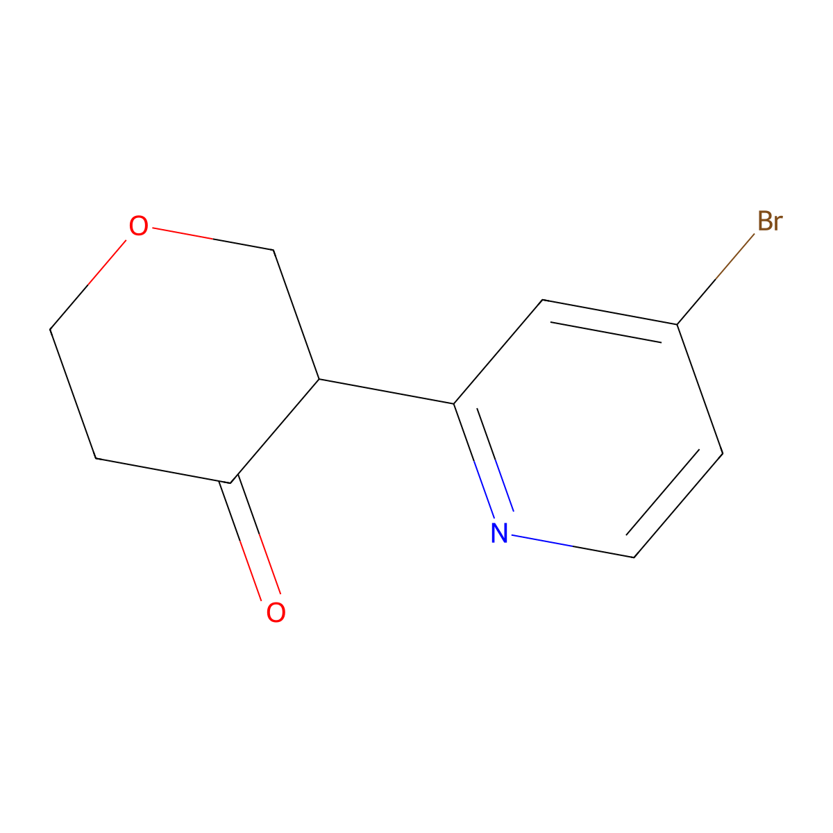 3-(4-bromopyridin-2-yl)tetrahydro-4H-pyran-4-one molecular structure, CAS 2806721-23-1