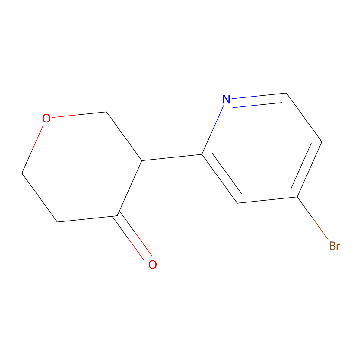 3-(4-bromopyridin-2-yl)tetrahydro-4H-pyran-4-one molecular structure, CAS 2806721-23-1