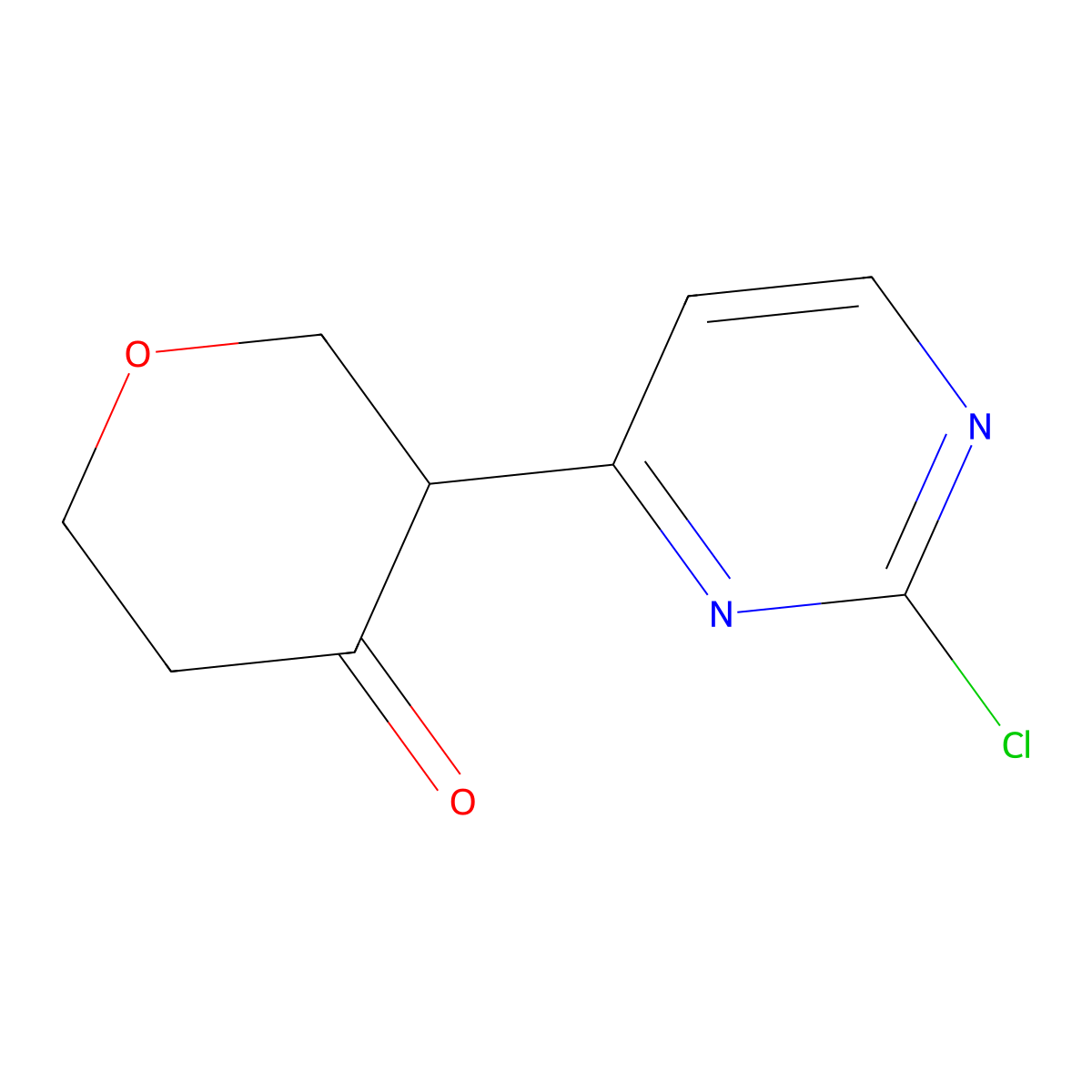3-(2-chloropyrimidin-4-yl)tetrahydro-4H-pyran-4-one molecular structure, CAS 2806721-27-5