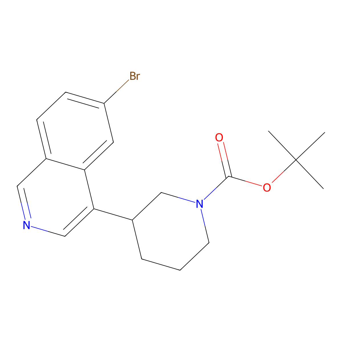 Tert-butyl 3-(6-bromoisoquinolin-4-yl)piperidine-1-carboxylate molecular structure, CAS 2806721-38-8
