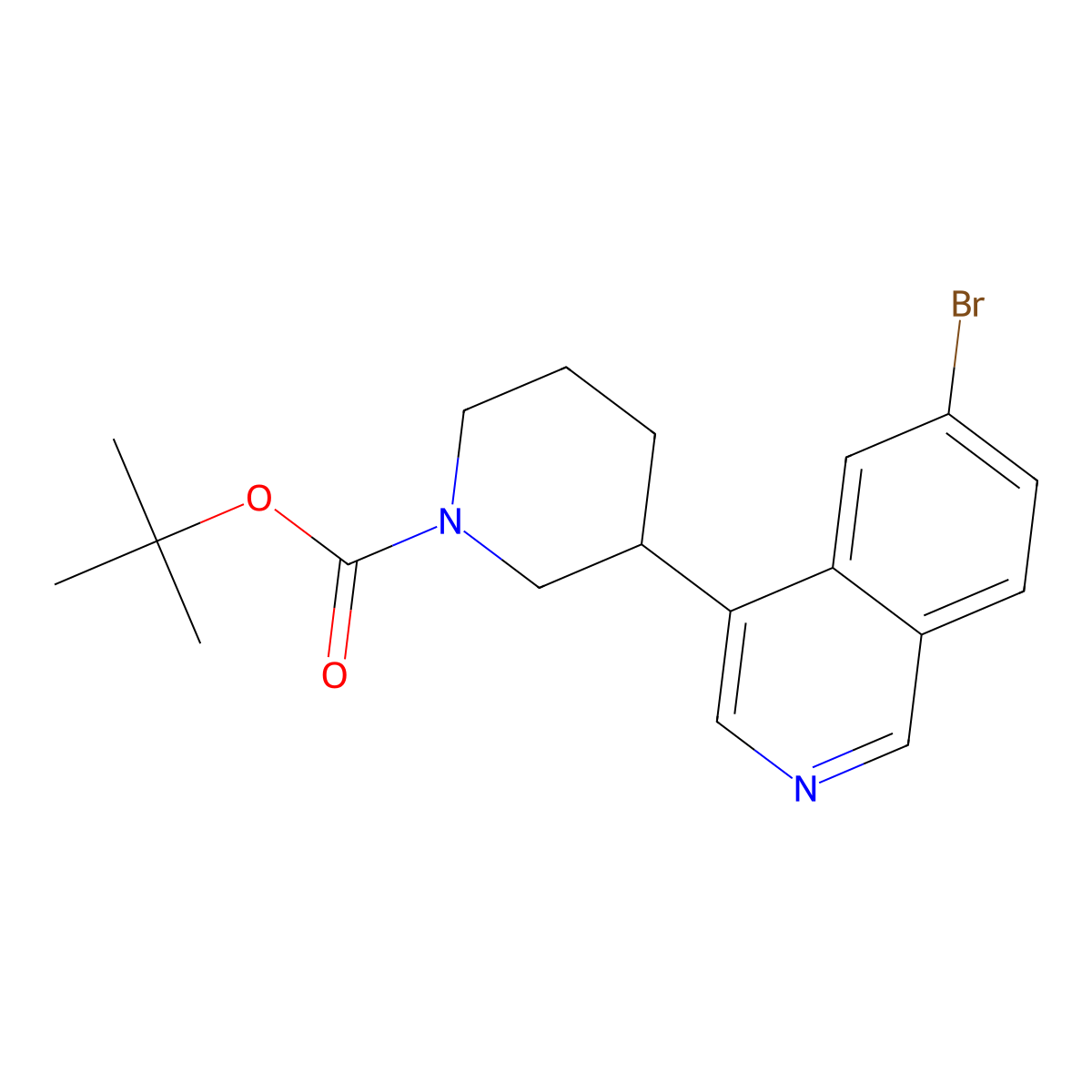 Tert-butyl 3-(6-bromoisoquinolin-4-yl)piperidine-1-carboxylate molecular structure, CAS 2806721-38-8