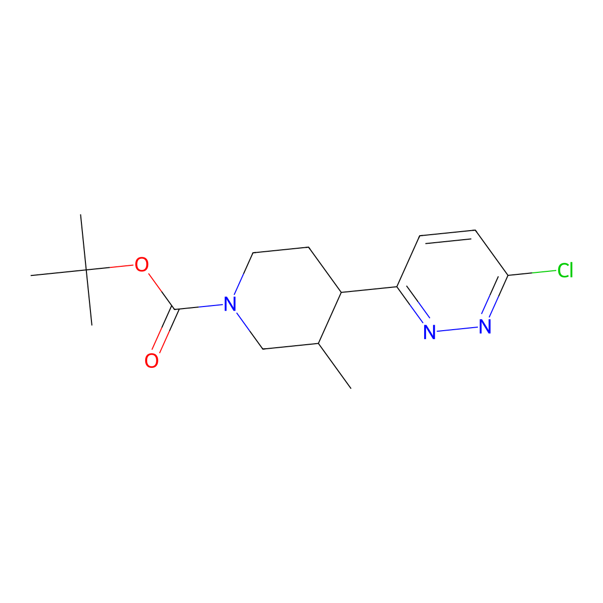 Tert-butyl 4-(6-chloropyridazin-3-yl)-3-methylpiperidine-1-carboxylate molecular structure, CAS 2806721-41-3