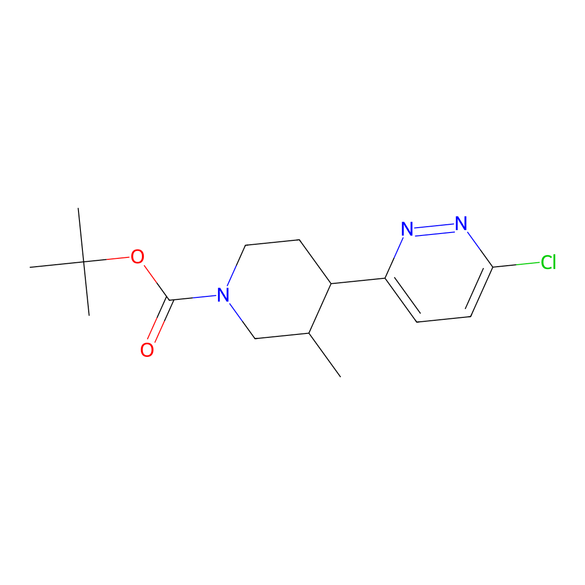 Tert-butyl 4-(6-chloropyridazin-3-yl)-3-methylpiperidine-1-carboxylate molecular structure, CAS 2806721-41-3
