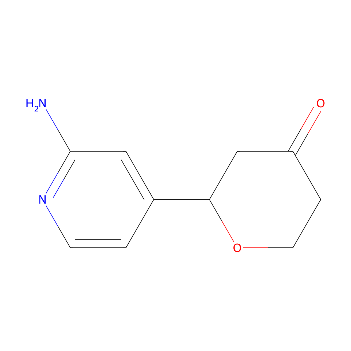 2-(2-aminopyridin-4-yl)tetrahydro-4H-pyran-4-one molecular structure, CAS 2806728-42-5