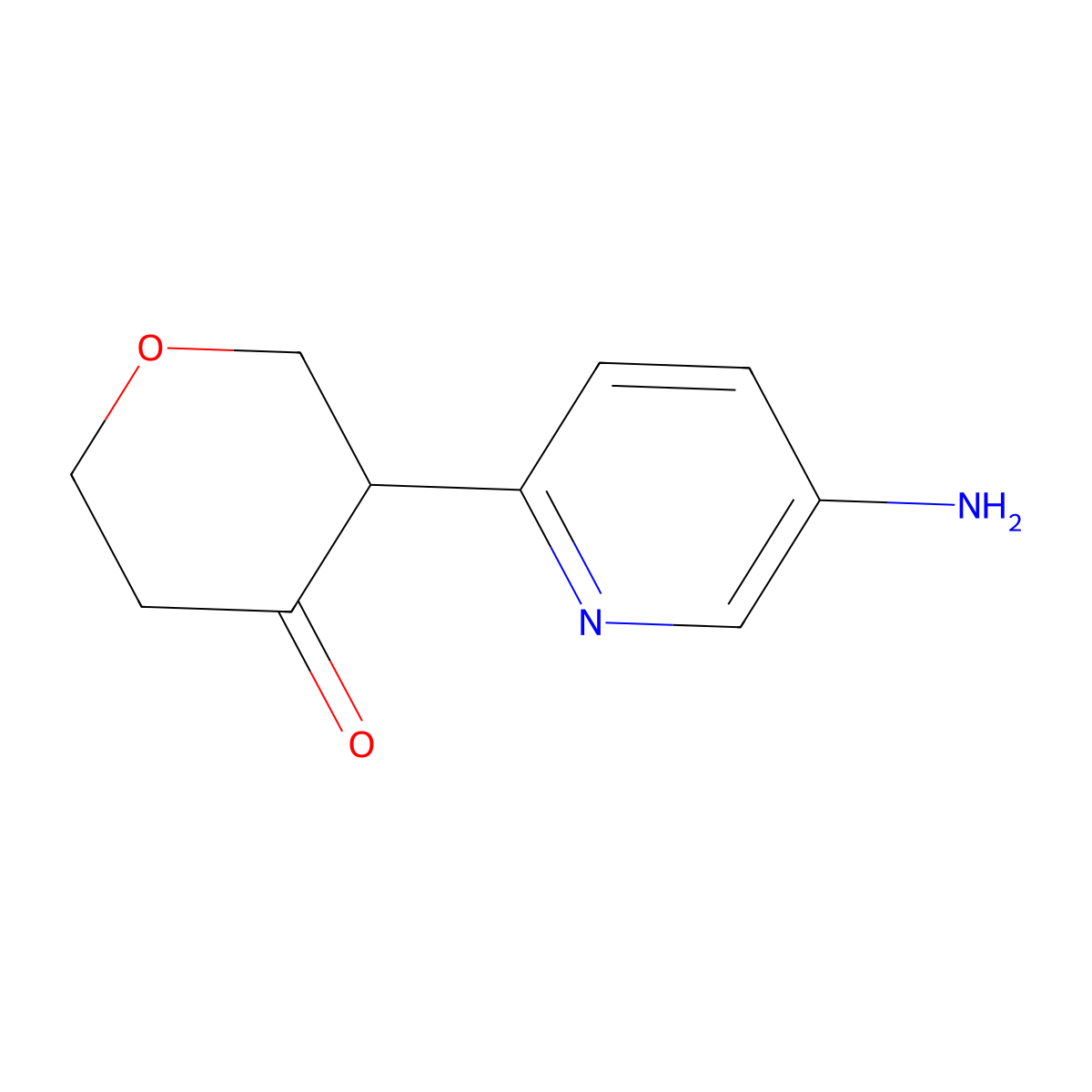 3-(5-aminopyridin-2-yl)tetrahydro-4H-pyran-4-one molecular structure, CAS 2806728-45-8