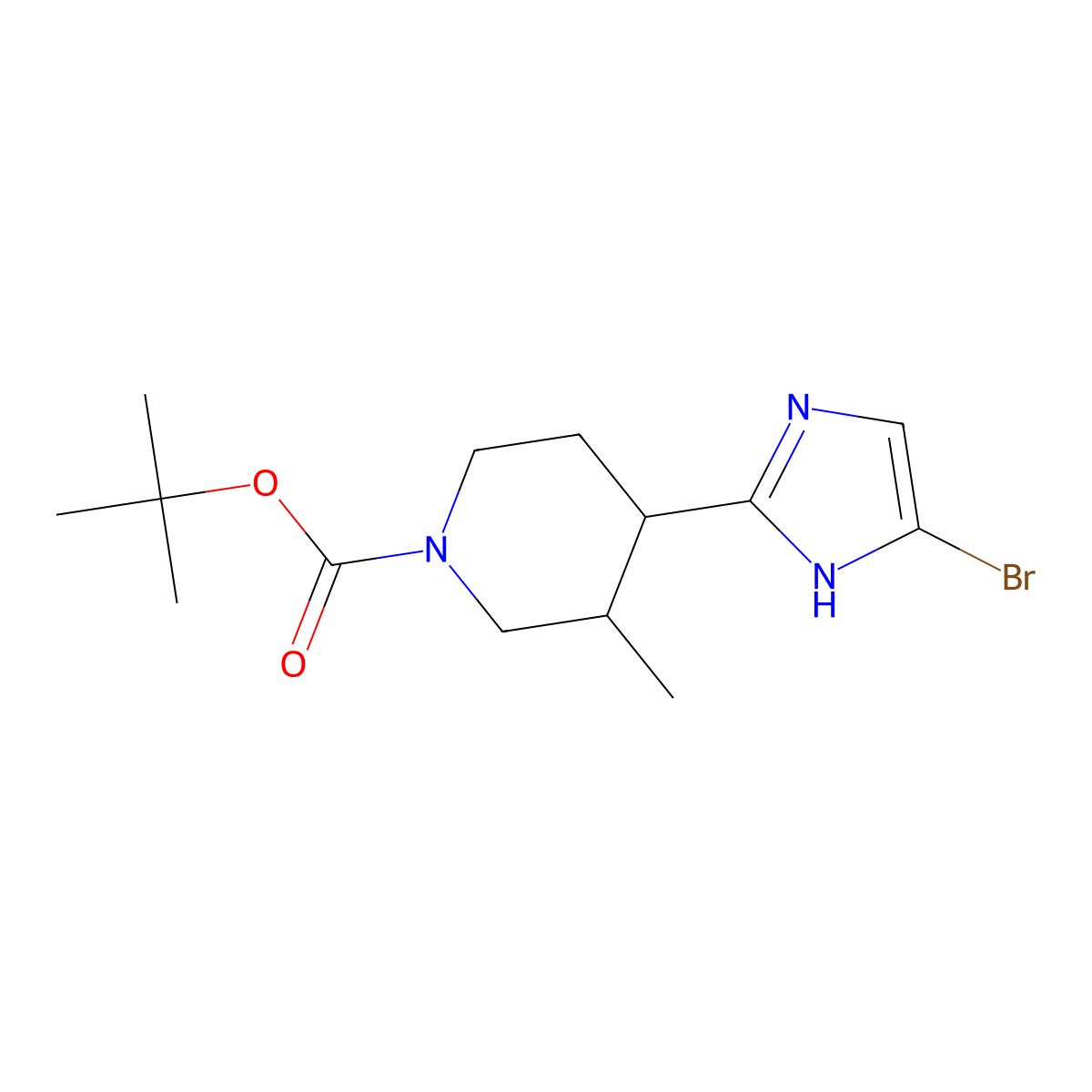 tert-butyl 4-(5-bromo-1H-imidazol-2-yl)-3-methylpiperidine-1-carboxylate molecular structure, CAS 2806728-55-0