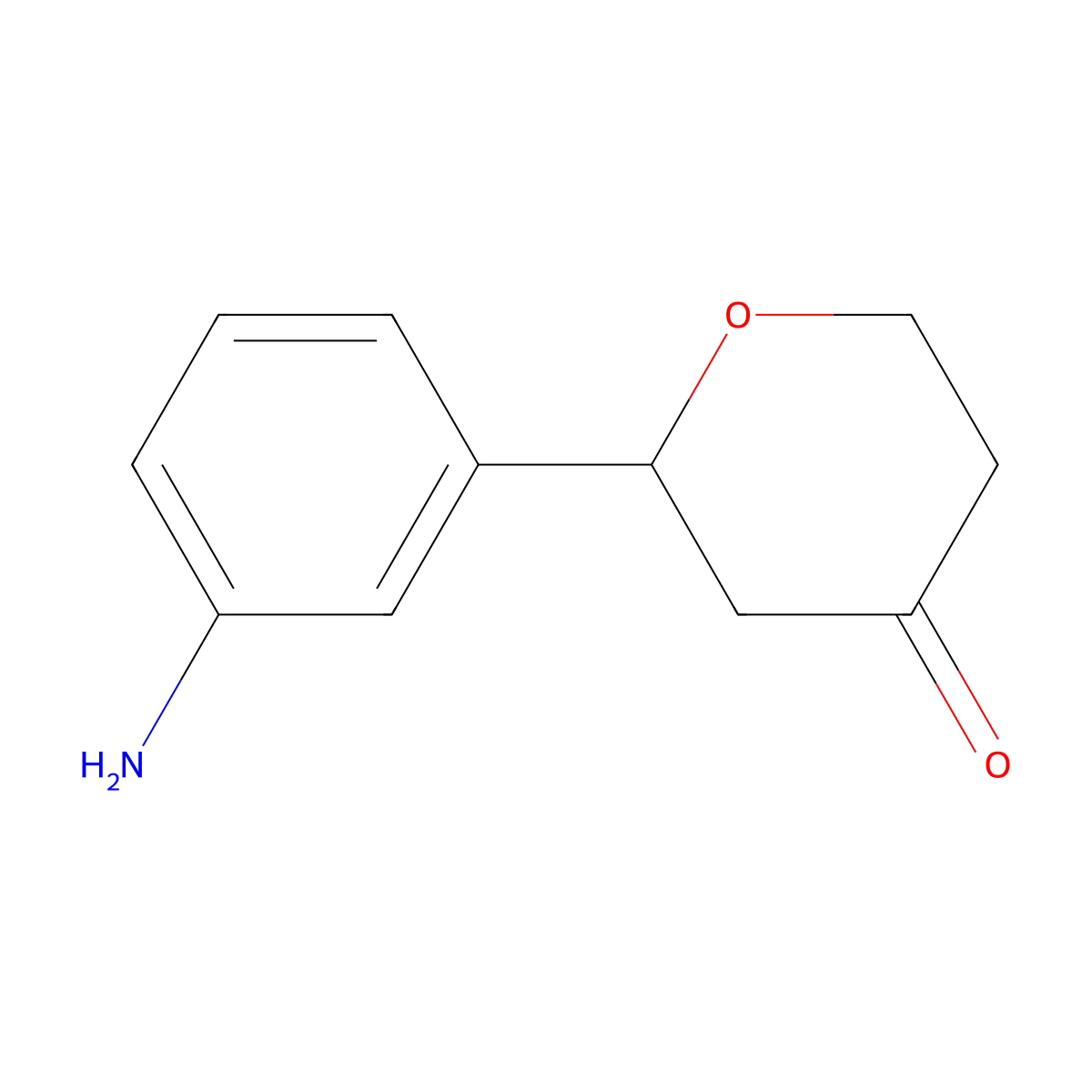 2-(3-aminophenyl)tetrahydro-4H-pyran-4-one molecular structure, CAS 2806728-59-4
