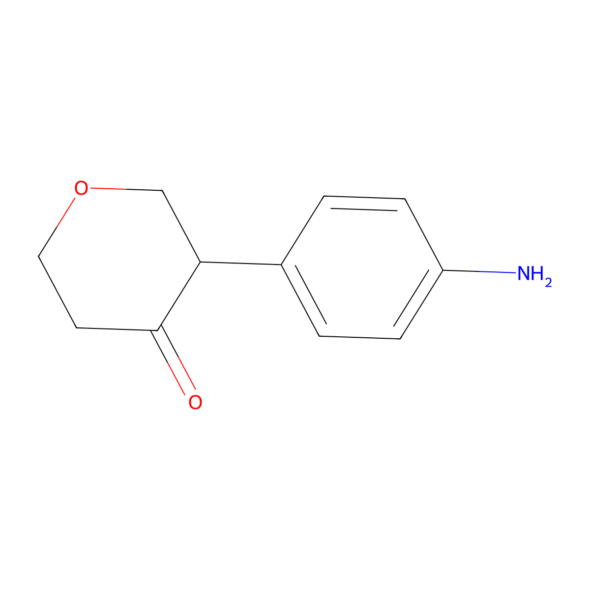 3-(4-aminophenyl)tetrahydro-4H-pyran-4-one molecular structure, CAS 2806728-62-9