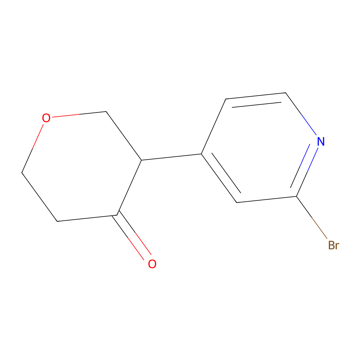 3-(2-bromopyridin-4-yl)tetrahydro-4H-pyran-4-one molecular structure, CAS 2806728-67-4