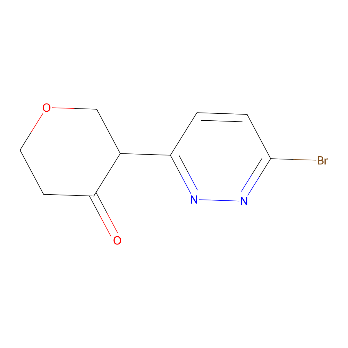 3-(6-bromopyridazin-3-yl)tetrahydro-4H-pyran-4-one molecular structure, CAS 2806728-69-6