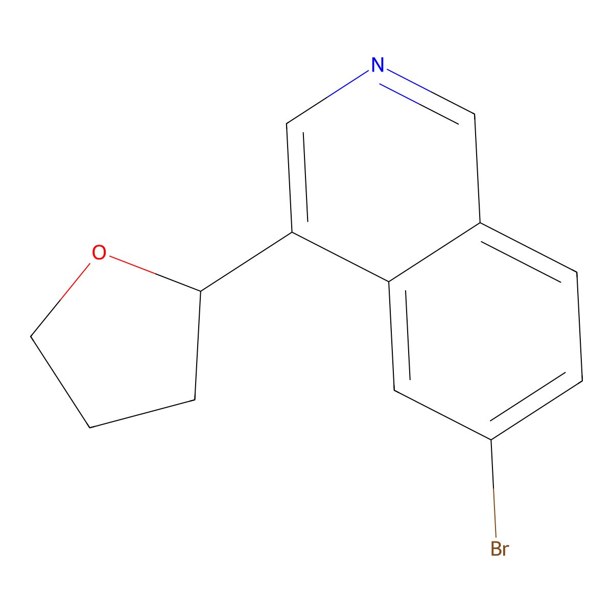 6-Bromo-4-(tetrahydrofuran-2-yl)isoquinoline molecular structure, CAS 2806728-71-0