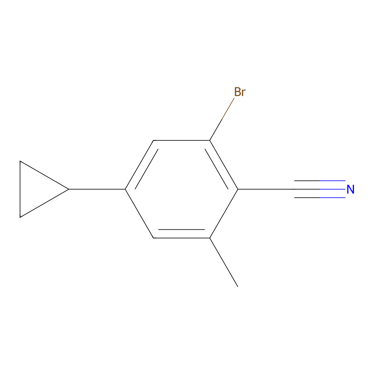 2-Bromo-4-cyclopropyl-6-methylbenzonitrile molecular structure, CAS 2806728-72-1