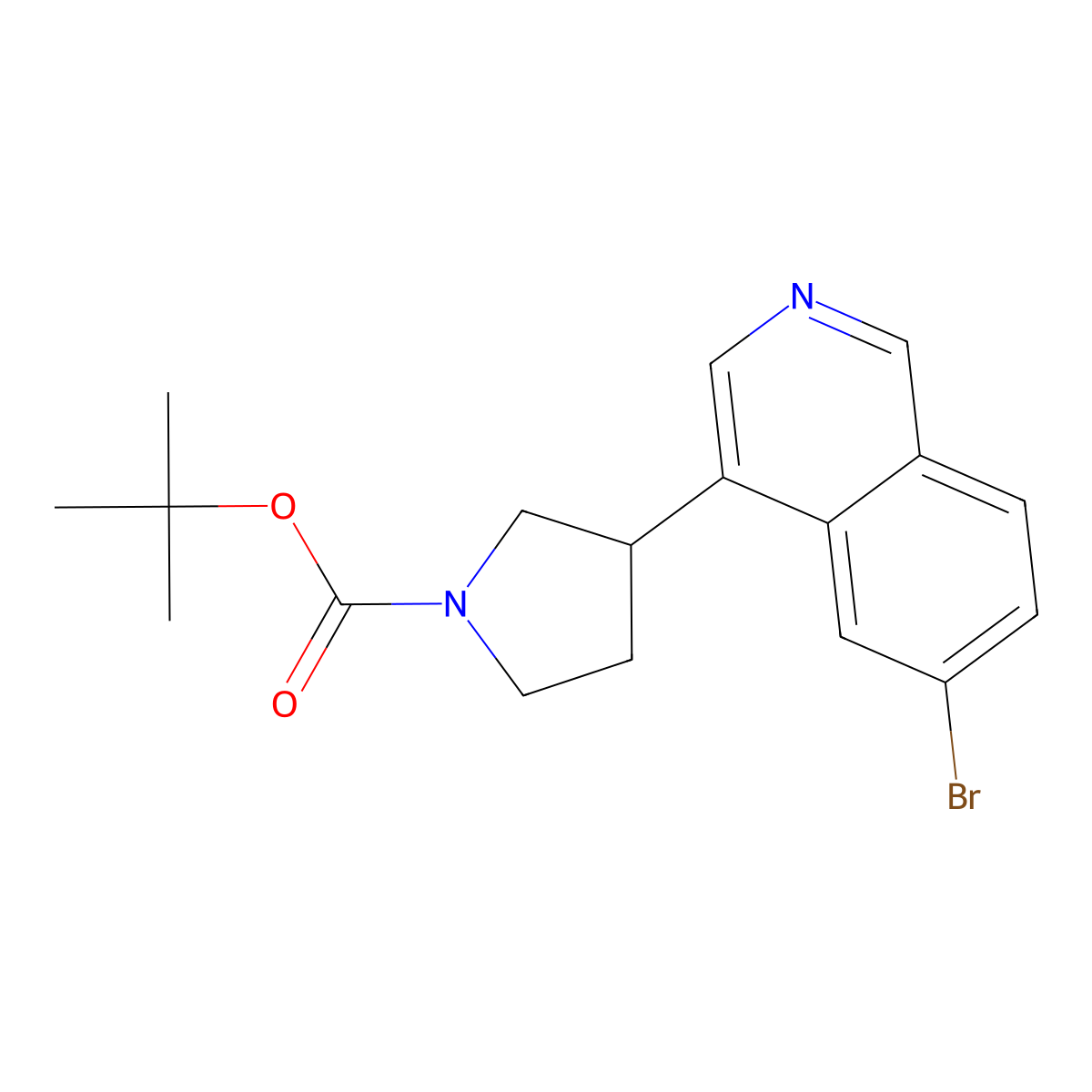 Tert-butyl 3-(6-bromoisoquinolin-4-yl)pyrrolidine-1-carboxylate molecular structure, CAS 2806728-76-5