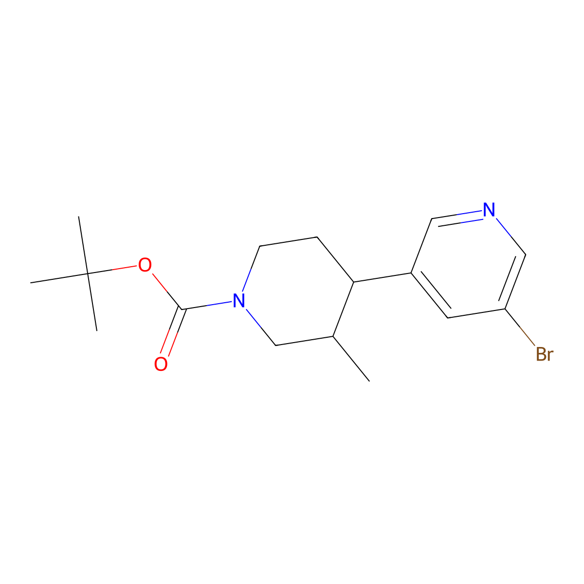 Tert-butyl 4-(5-bromopyridin-3-yl)-3-methylpiperidine-1-carboxylate molecular structure, CAS 2806728-78-7