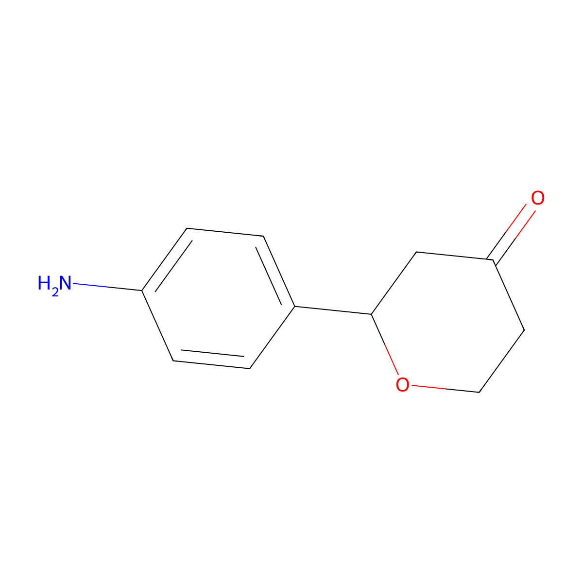 2-(4-aminophenyl)tetrahydro-4H-pyran-4-one molecular structure, CAS 2806728-91-4