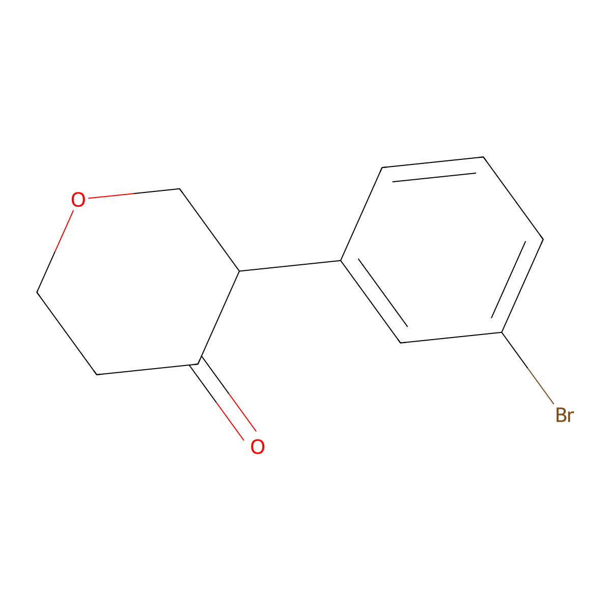 3-(3-bromophenyl)tetrahydro-4H-pyran-4-one molecular structure, CAS 2806728-96-9