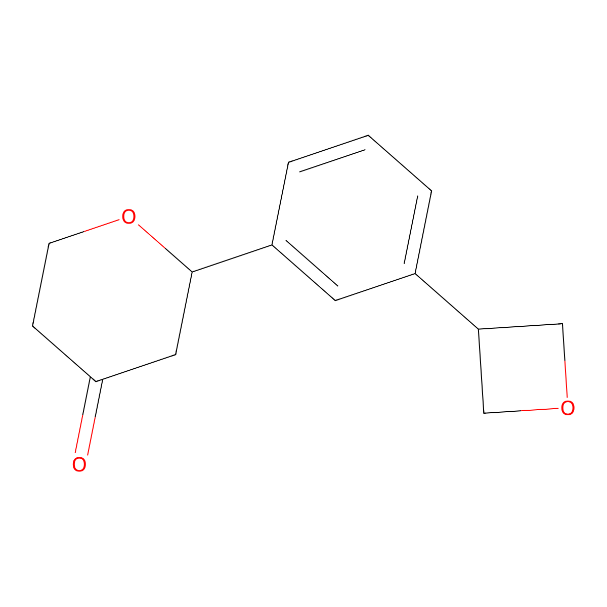 2-(3-(oxetan-3-yl)phenyl)tetrahydro-4H-pyran-4-one molecular structure, CAS 2806729-20-2