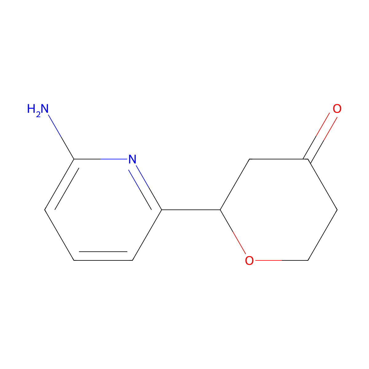 2-(6-aminopyridin-2-yl)tetrahydro-4H-pyran-4-one molecular structure, CAS 2806729-26-8