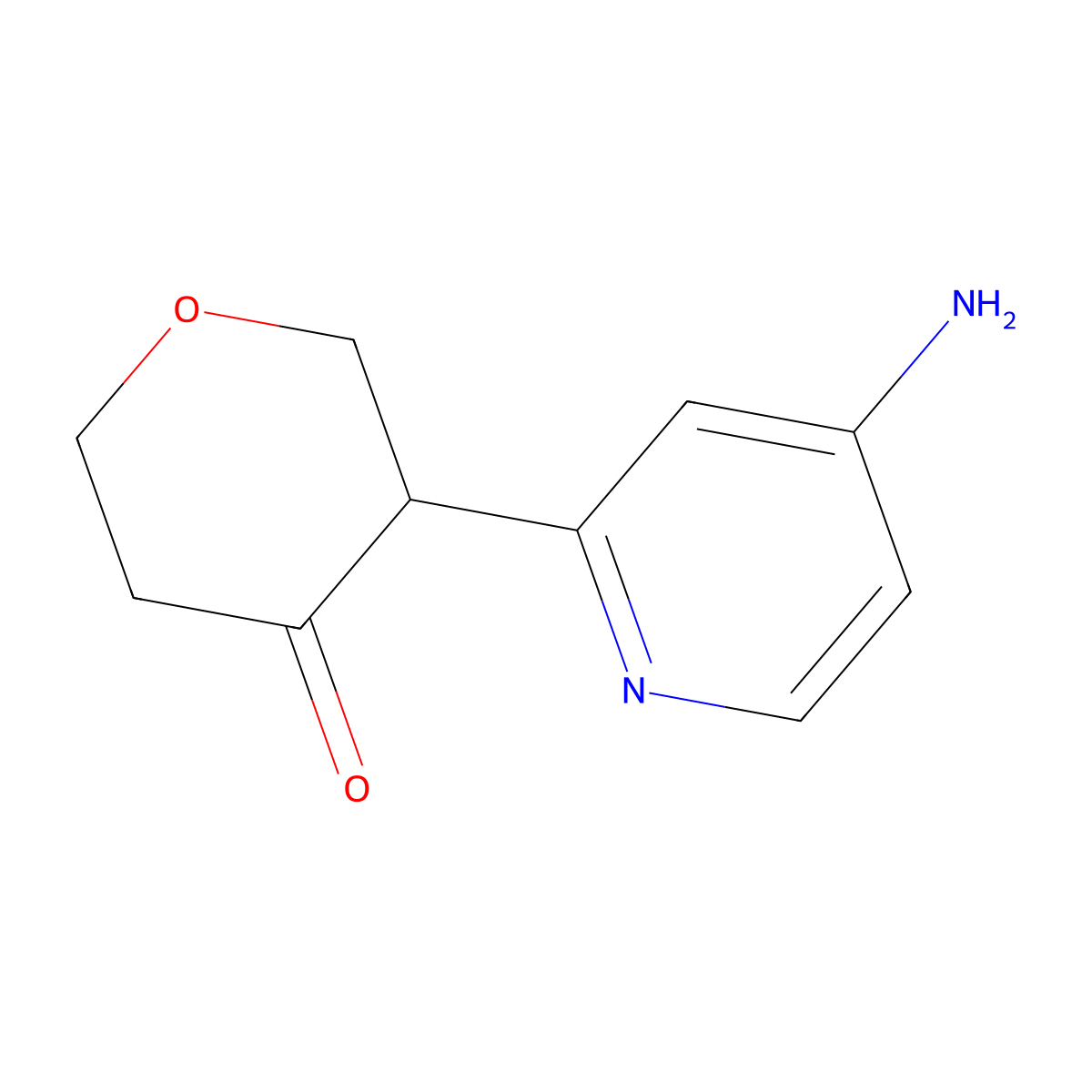 3-(4-aminopyridin-2-yl)tetrahydro-4H-pyran-4-one molecular structure, CAS 2806729-30-4