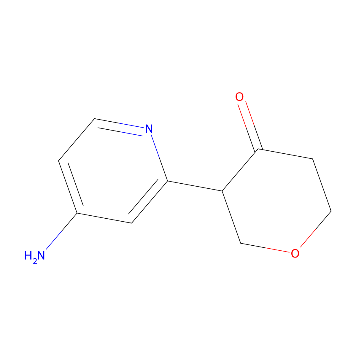3-(4-aminopyridin-2-yl)tetrahydro-4H-pyran-4-one molecular structure, CAS 2806729-30-4