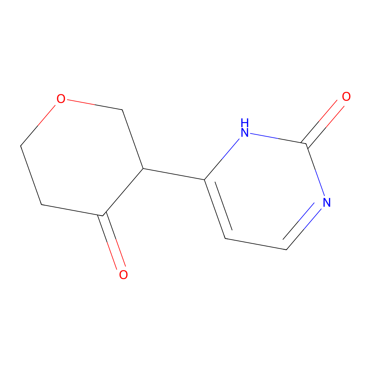 3-(2-hydroxypyrimidin-4-yl)tetrahydro-4H-pyran-4-one molecular structure, CAS 2806729-34-8