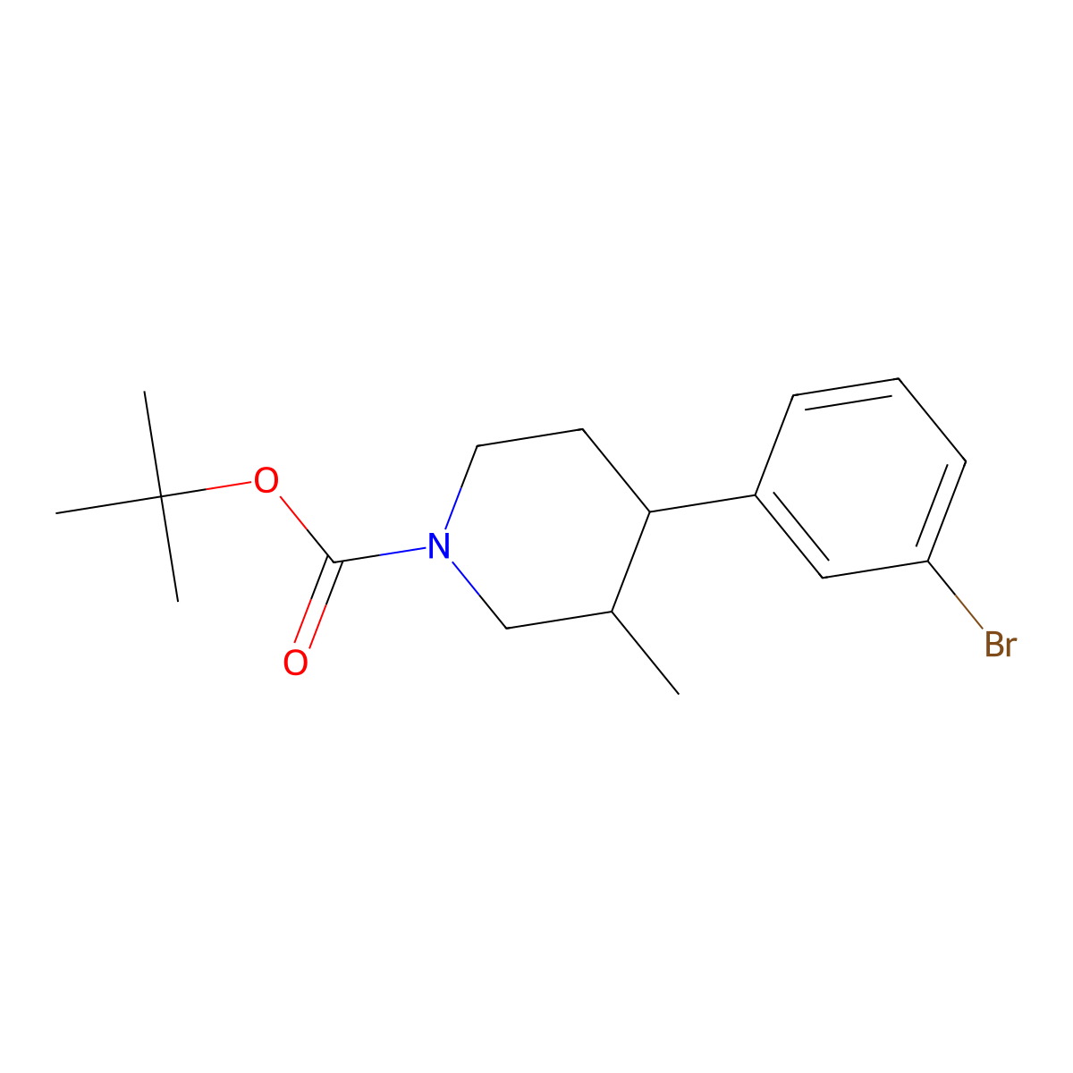 Tert-butyl 4-(3-bromophenyl)-3-methylpiperidine-1-carboxylate molecular structure, CAS 2806729-58-6
