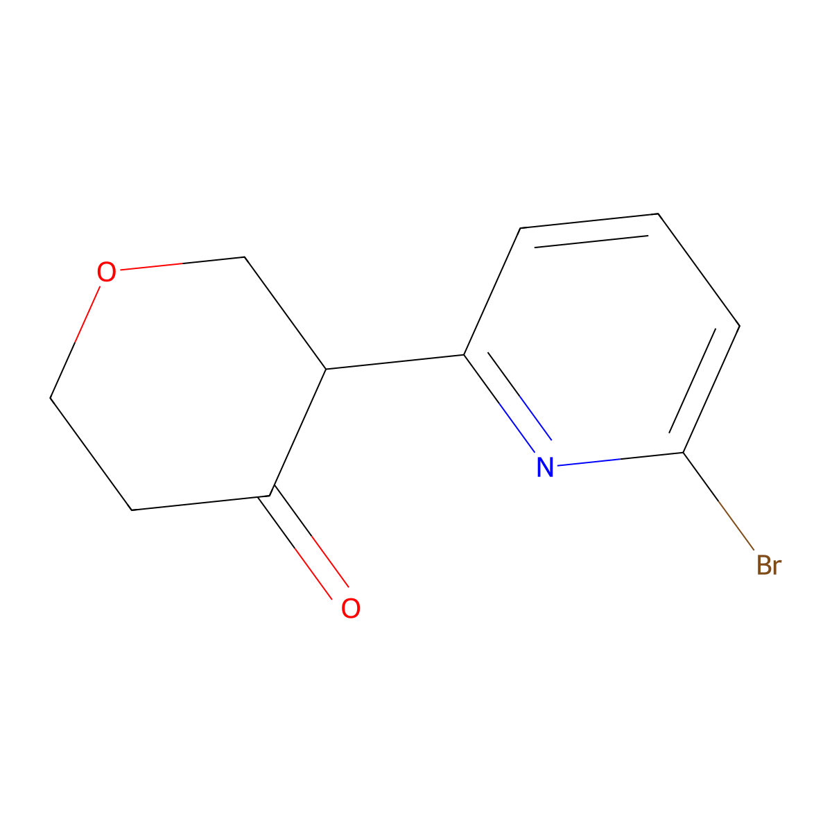 3-(6-bromopyridin-2-yl)tetrahydro-4H-pyran-4-one molecular structure, CAS 2806729-62-2