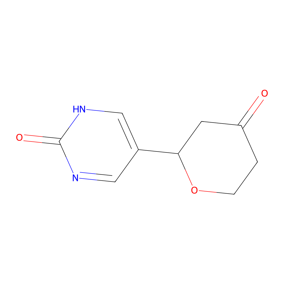 2-(2-hydroxypyrimidin-5-yl)tetrahydro-4H-pyran-4-one molecular structure, CAS 2806729-64-4