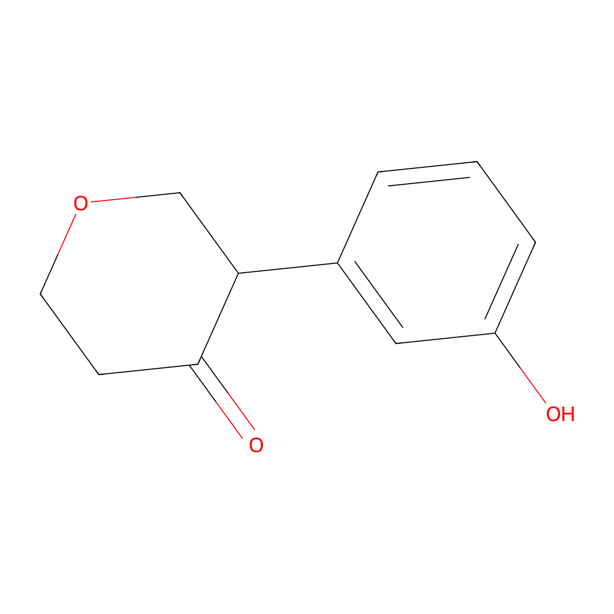 3-(3-hydroxyphenyl)tetrahydro-4H-pyran-4-one molecular structure, CAS 2806729-66-6