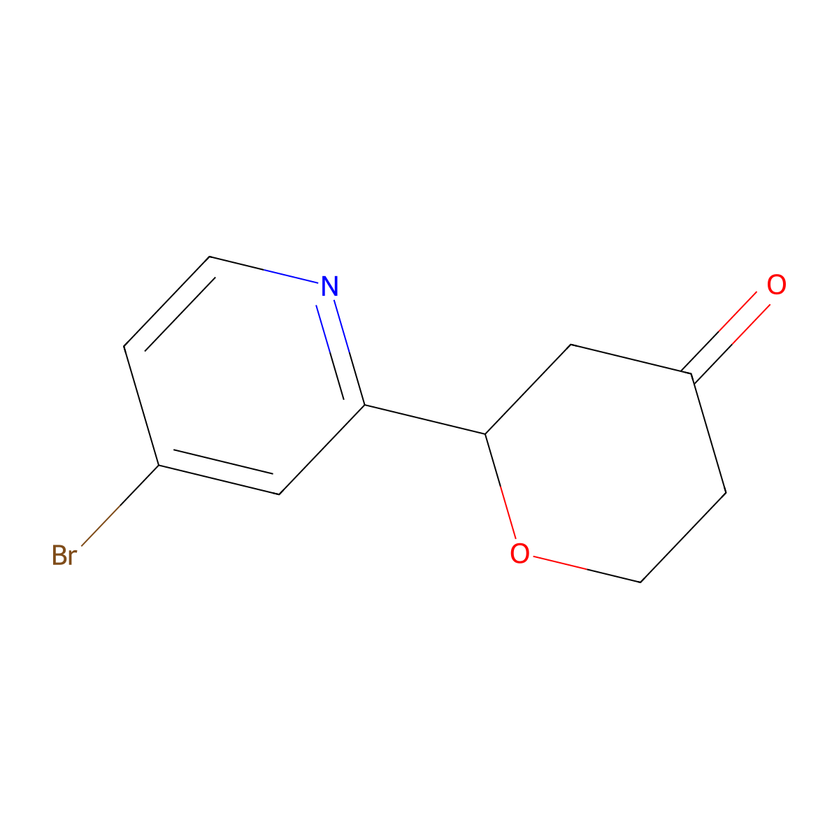 2-(4-bromopyridin-2-yl)tetrahydro-4H-pyran-4-one molecular structure, CAS 2806729-67-7