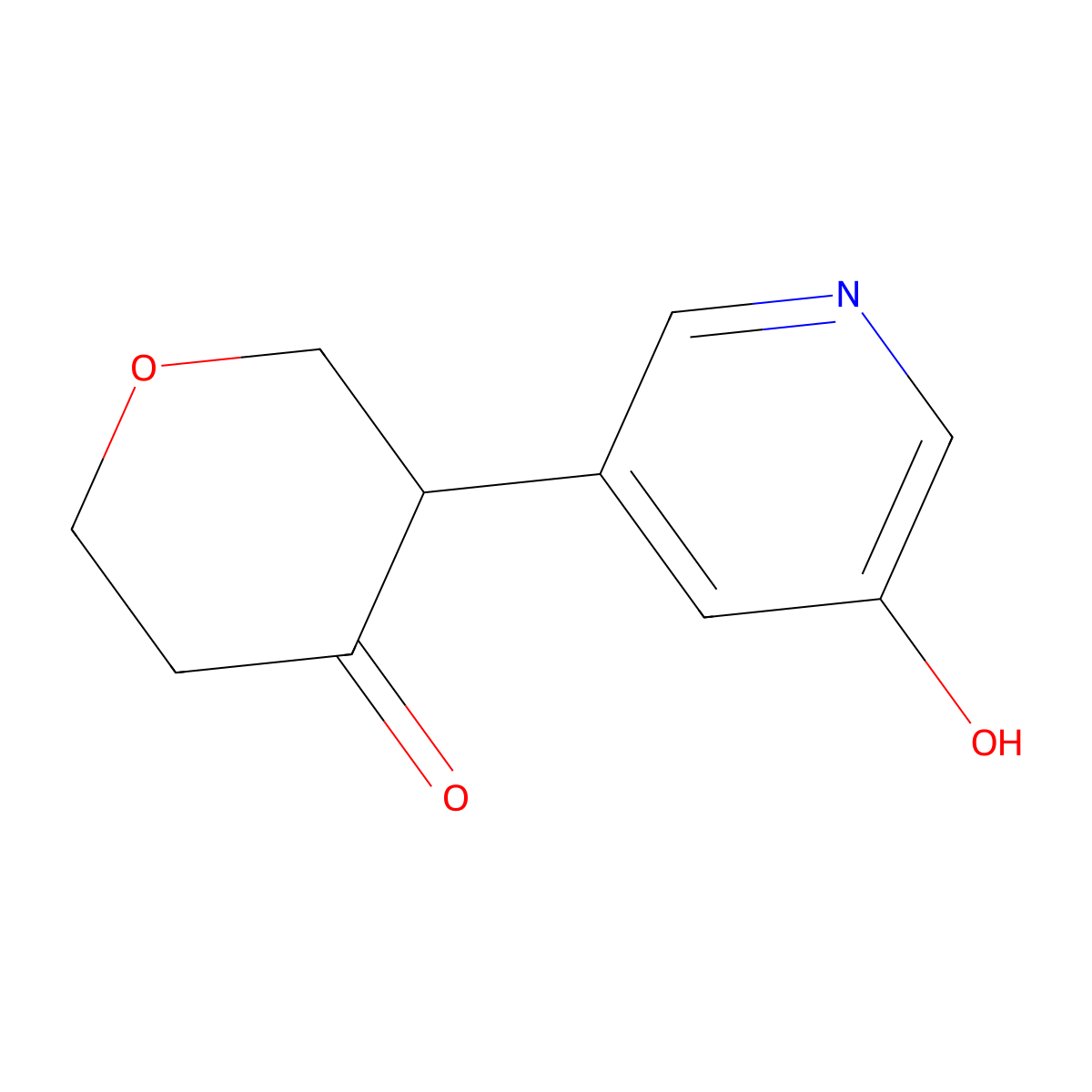 3-(5-hydroxypyridin-3-yl)tetrahydro-4H-pyran-4-one molecular structure, CAS 2806729-68-8