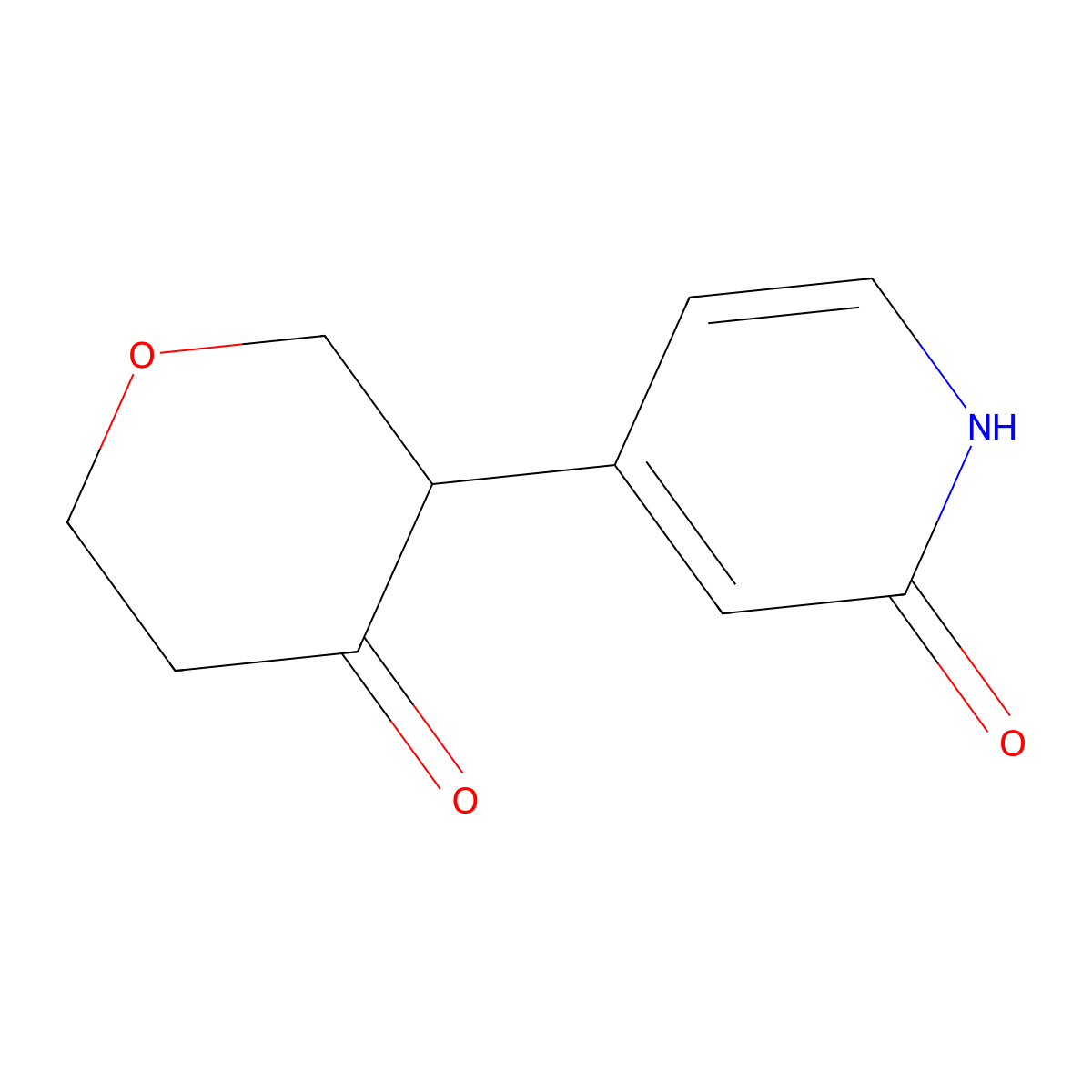 3-(2-hydroxypyridin-4-yl)tetrahydro-4H-pyran-4-one molecular structure, CAS 2806729-72-4
