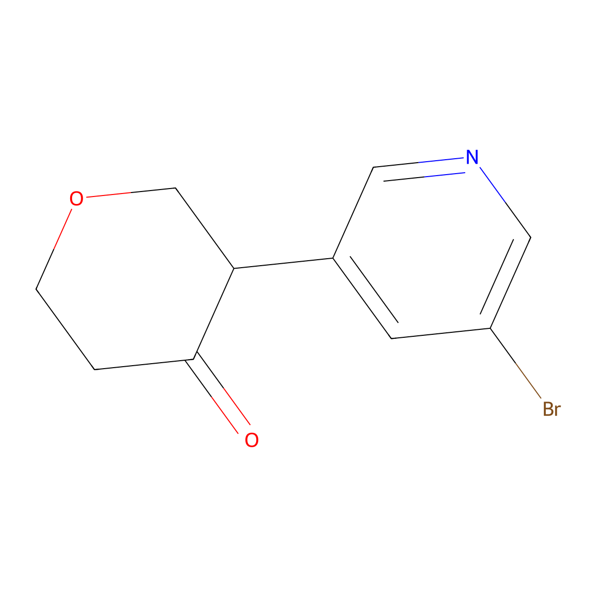 3-(5-bromopyridin-3-yl)tetrahydro-4H-pyran-4-one molecular structure, CAS 2806729-73-5