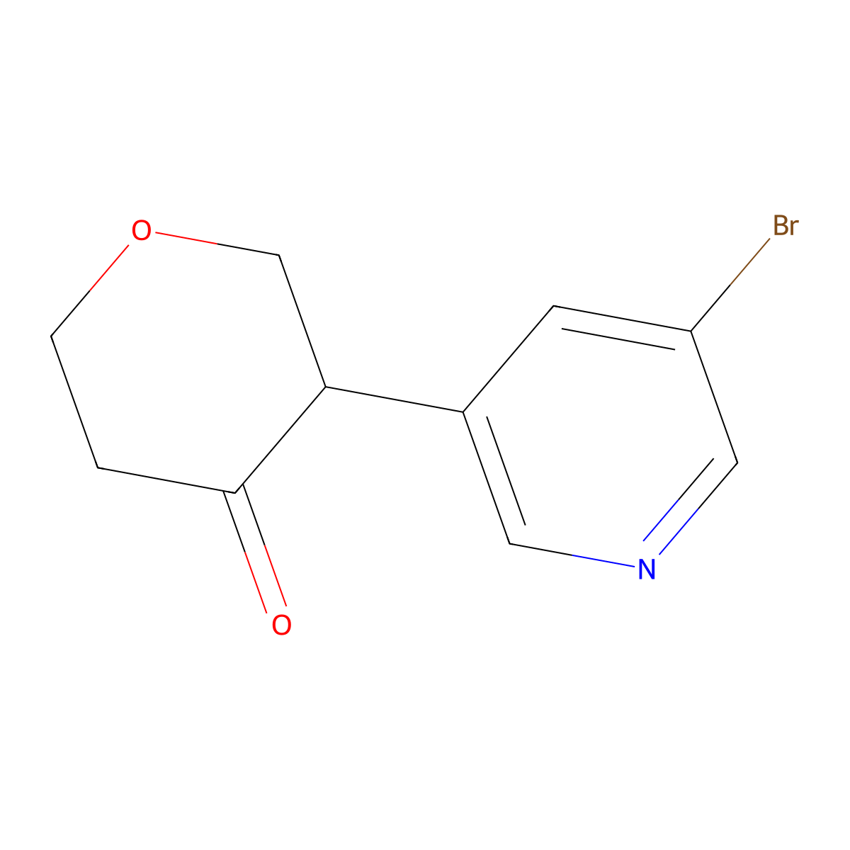 3-(5-bromopyridin-3-yl)tetrahydro-4H-pyran-4-one molecular structure, CAS 2806729-73-5